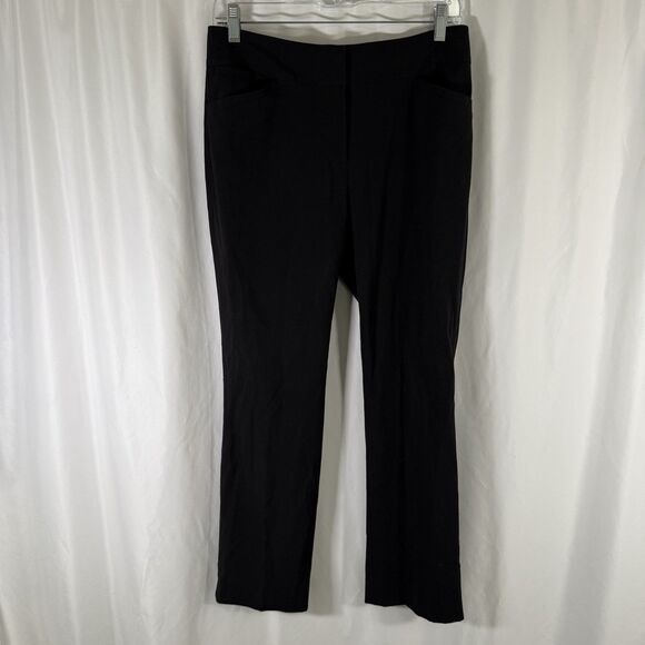 Tahari Arthur S Levine Pants Women's 4 Petite Black Lightweight Mid Rise Flat Fr - Picture 1 of 11